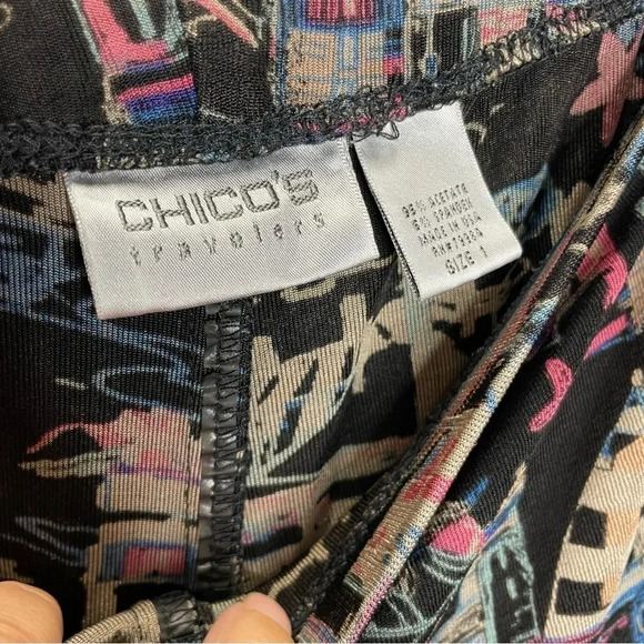 Chico’s Travelers Novelty Print Elastic Waist Pull On Straight Leg Slinky - Picture 3 of 5